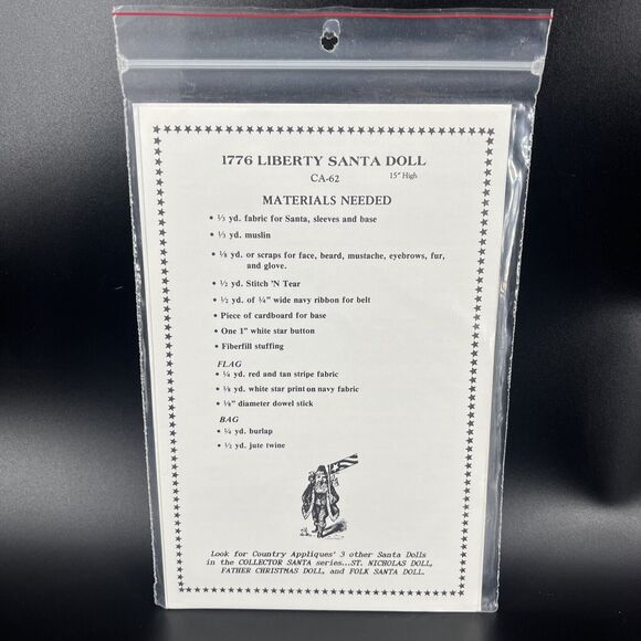 Country Appliques Americana Christmas Series 1776 Liberty Santa Doll Pattern #4 - Picture 5 of 5